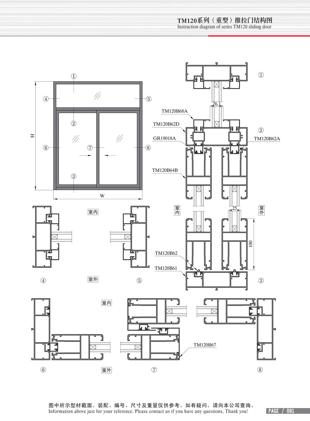 TM120系列（重型）推拉门结构图