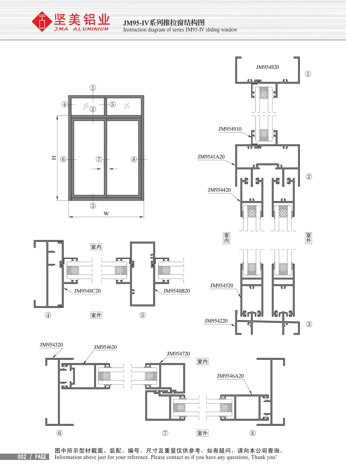 JM95-IV系列推拉窗结构图-2