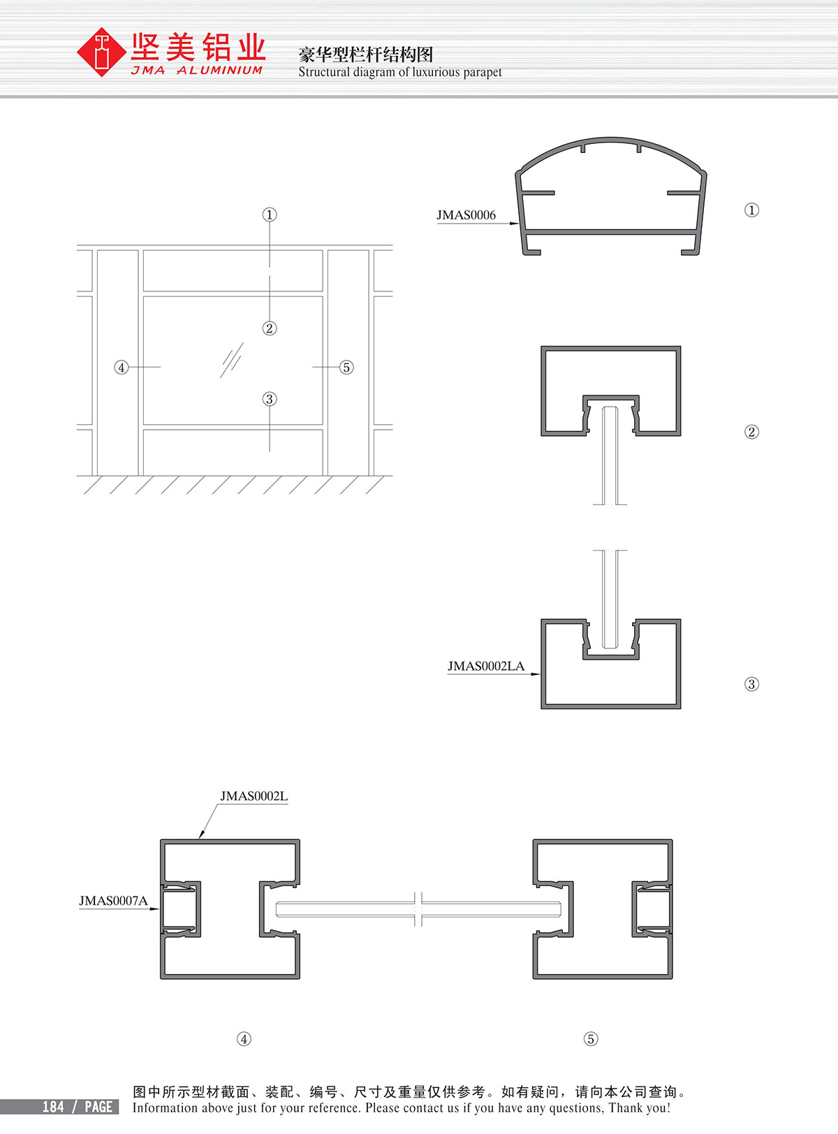 Dibujo estructural de barandilla de lujo