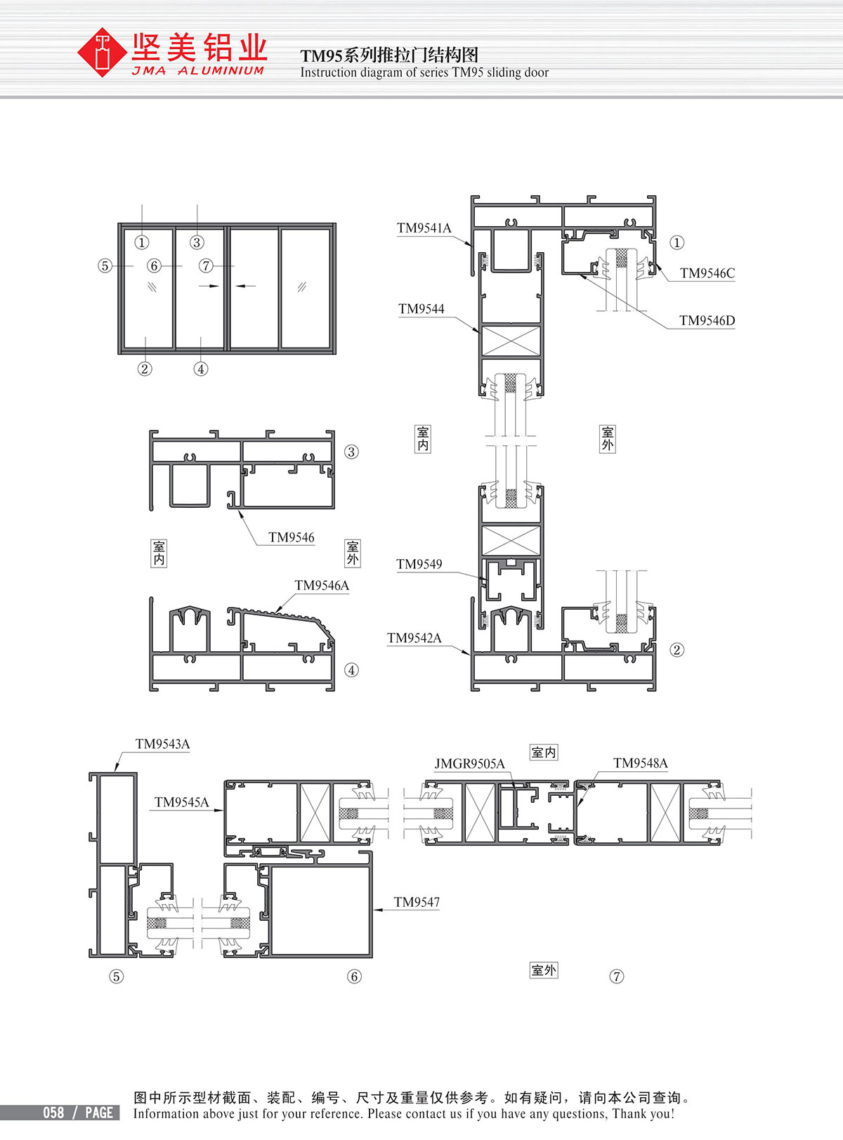 TM95系列推拉门结构图