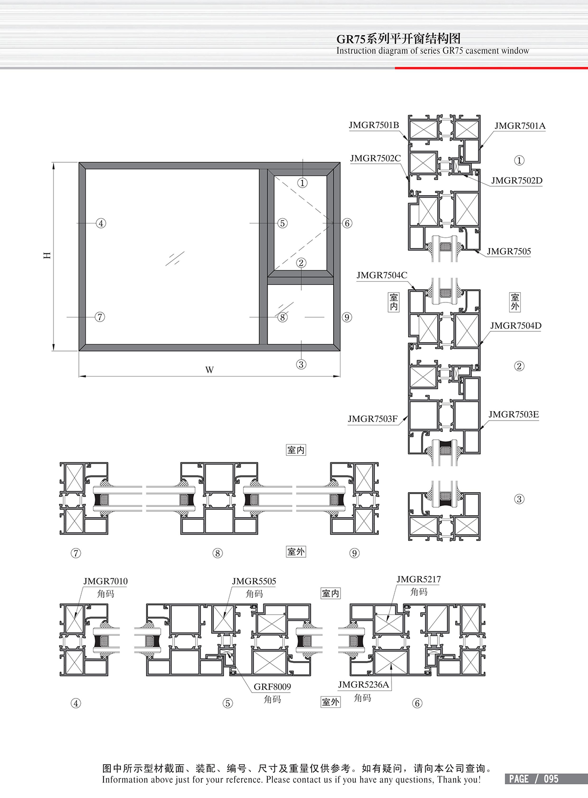 Sơ đồ kết cấu cửa mở ngang hệ GR75