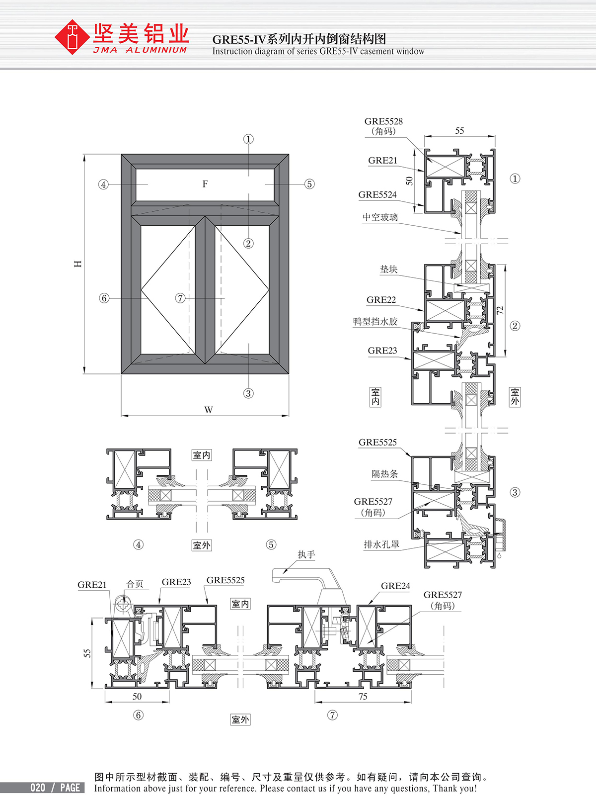 GRE55-Ⅳ系列内开内倒窗结构图-2