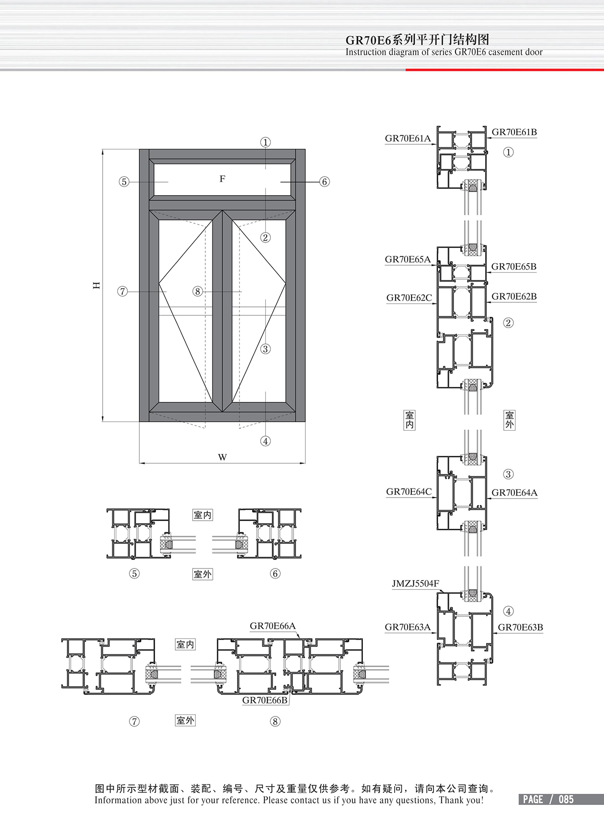 GR70E6系列平开门结构图