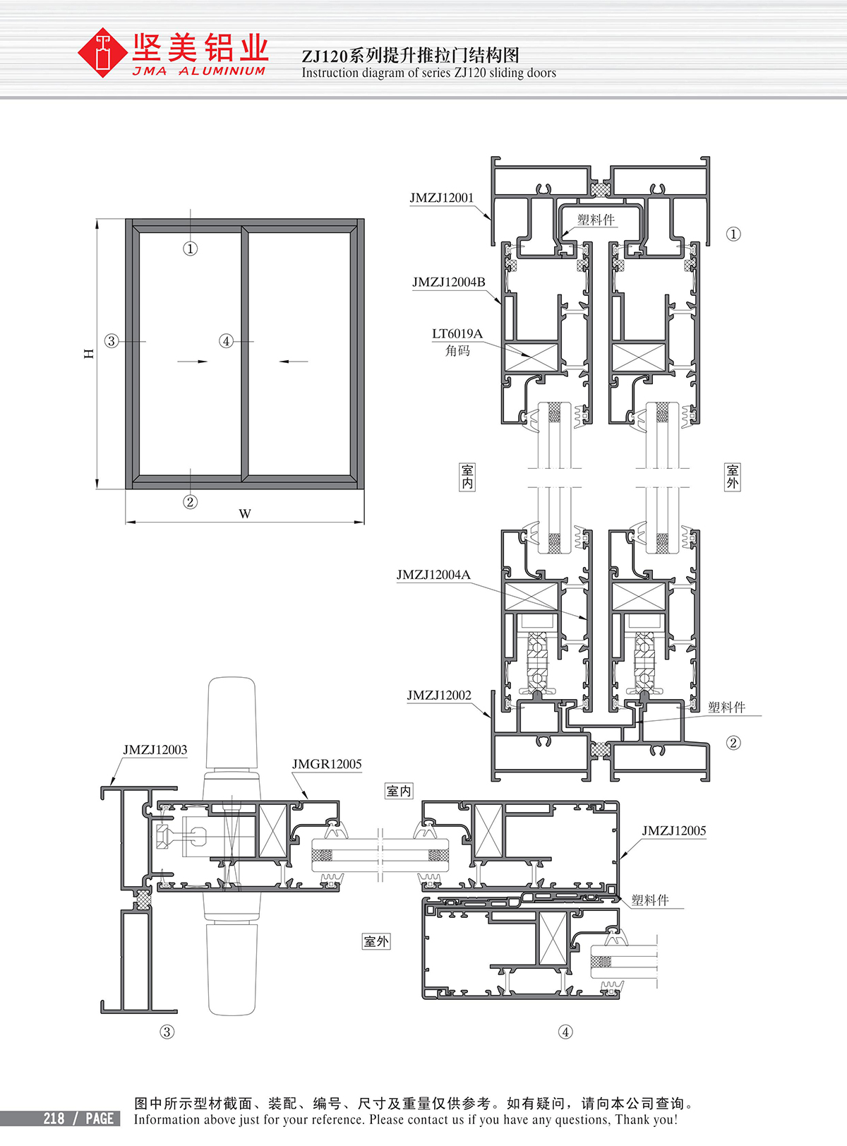 ZJ120系列提升推拉门结构图